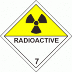 Vit och gul skylt radioaktivitet